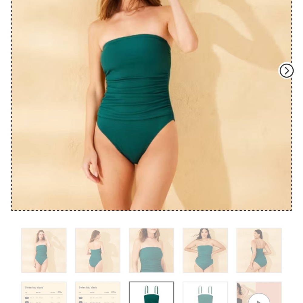Shade & Shore Strapless Green One-Piece Swimsuit